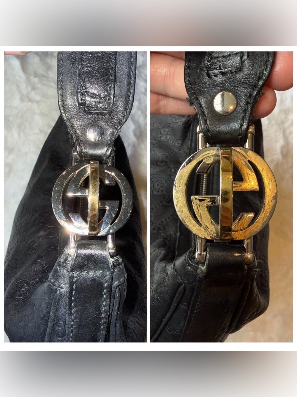 Gucci Black Embossed Leather GG Twins Hobo Bag - Picture 14 of 16